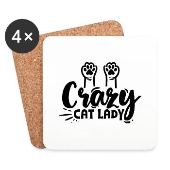 Cat Lover - Dessous de verre (lot de 4) - blanc - Devant