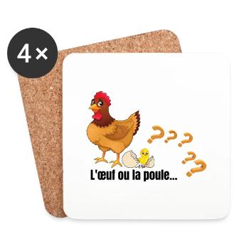 L œuf ou la poule - Dessous de verre (lot de 4) - blanc - Devant