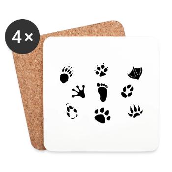Pattes des animaux - Dessous de verre (lot de 4) - blanc - Devant