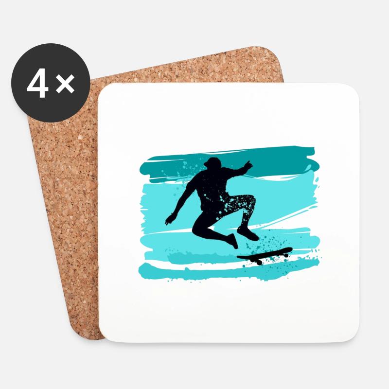 Skater - Untersetzer (4er-Set) - Weiß