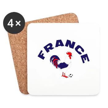 France Coq Foot - Dessous de verre (lot de 4) - blanc - Devant