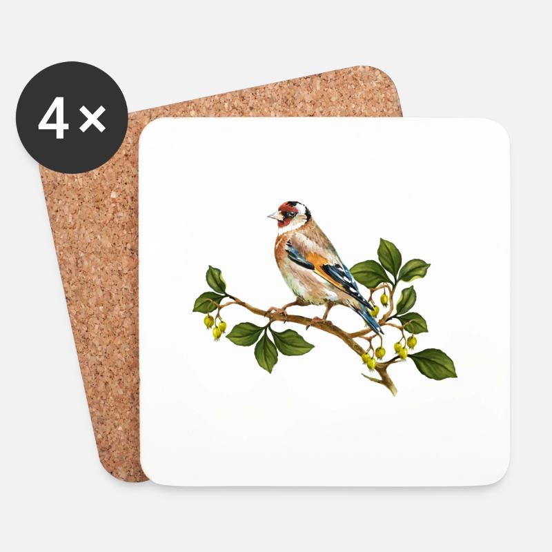 Bunte Vogel - Untersetzer (4er-Set) - Weiß