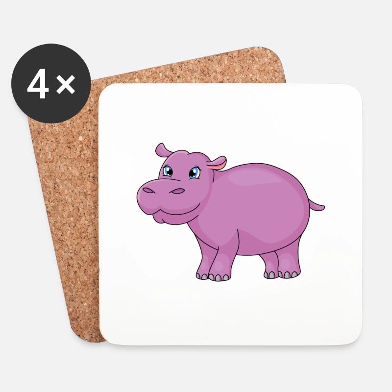 hippo cartoon - Untersetzer (4er-Set) - Weiß