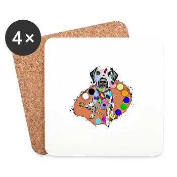 Dalmatiens colorés - Dessous de verre (lot de 4) - blanc - Devant