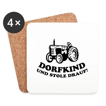traktor dorfkind stolz drauf - Untersetzer (4er-Set) - Weiß - Vorne