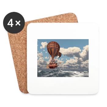 Fantasy hot air balloon over the sea - Coasters (set of 4) - white - Front