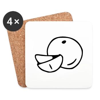 Mandarine Emoji Obst Sticker Skizze schwarz - Untersetzer (4er-Set) - Weiß - Vorne