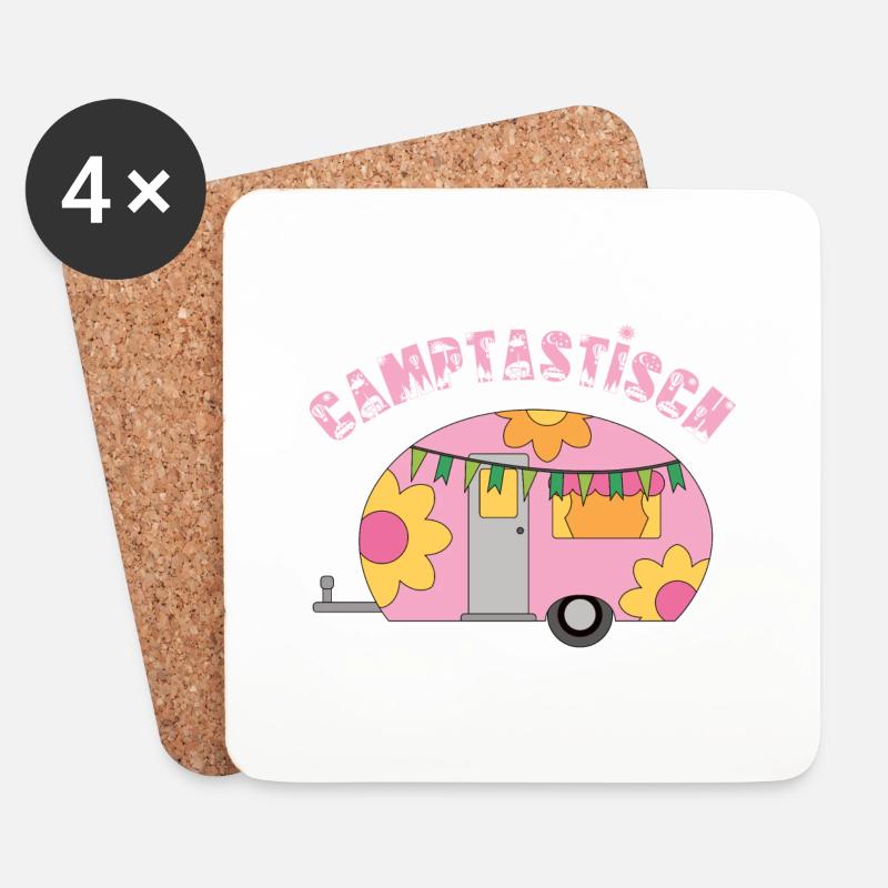 Wohnwagen Camptastisch Camping - Untersetzer (4er-Set) - Weiß