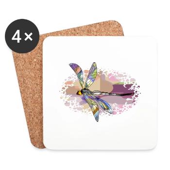 Libellule - Dessous de verre (lot de 4) - blanc - Devant