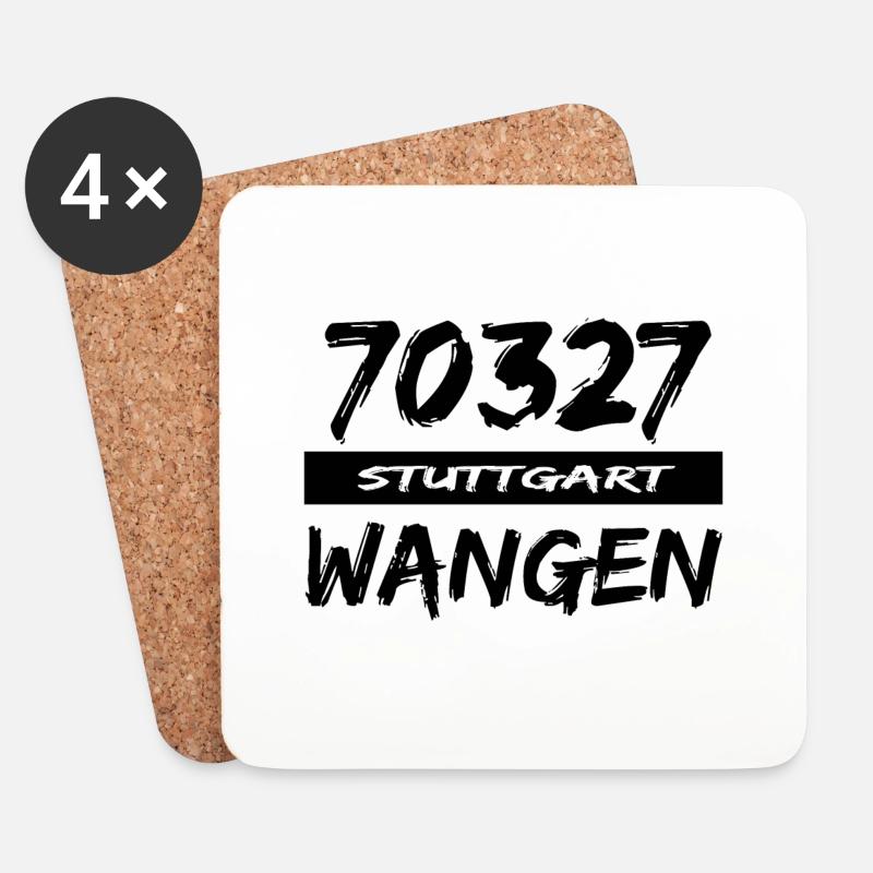 70327 Stuttgart Wangen Postleitzahl Tshirt - Untersetzer (4er-Set) - Weiß