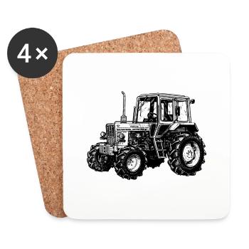Belarus mtz Traktor Landwirt Geschenk - Untersetzer (4er-Set) - Weiß - Vorne