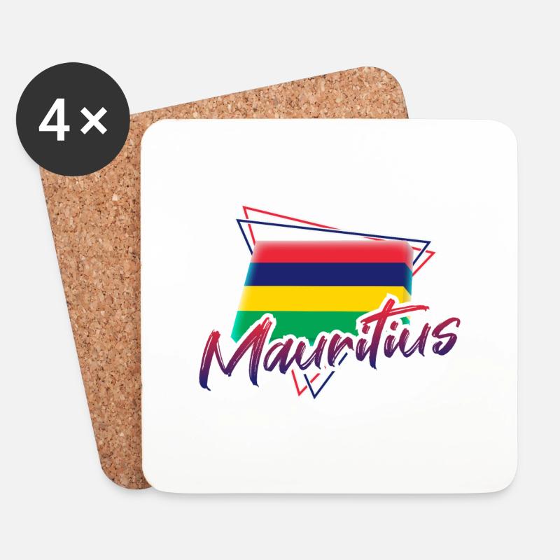 Mauritius - Untersetzer (4er-Set) - Weiß