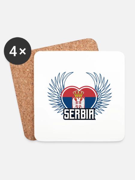 Serbien - Untersetzer (4er-Set) - Weiß