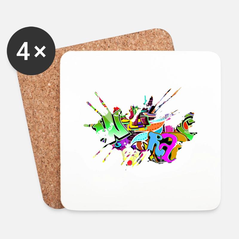 Graffiti - Untersetzer (4er-Set) - Weiß