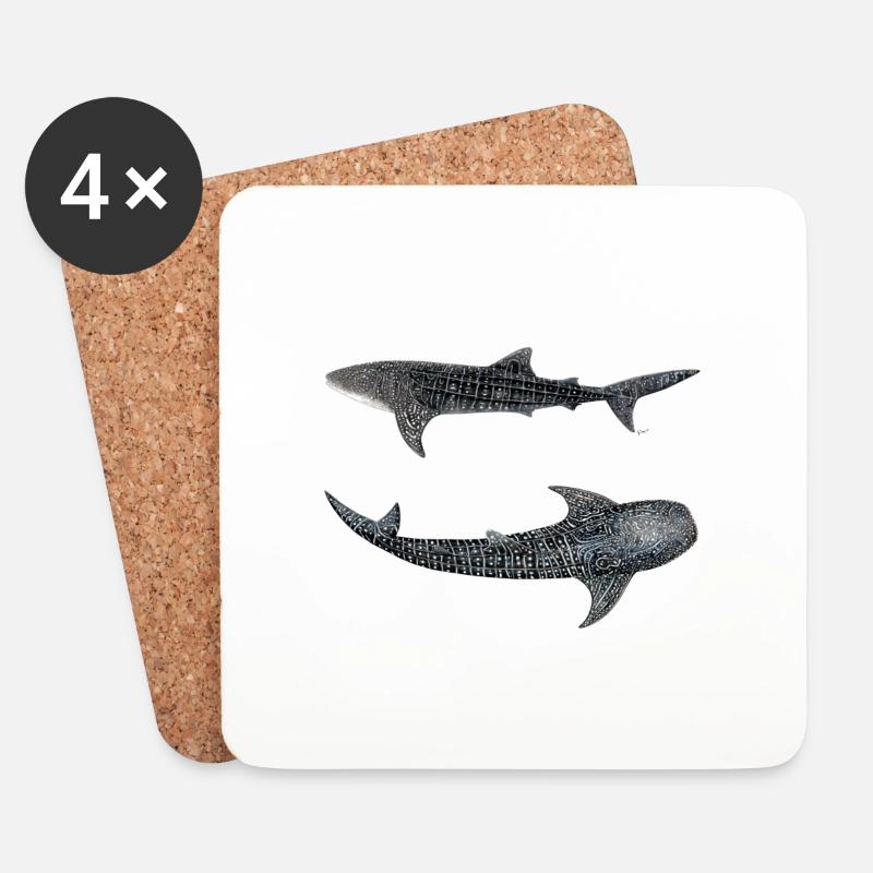 Walhai (Rhincodon typus) - Untersetzer (4er-Set) - Weiß