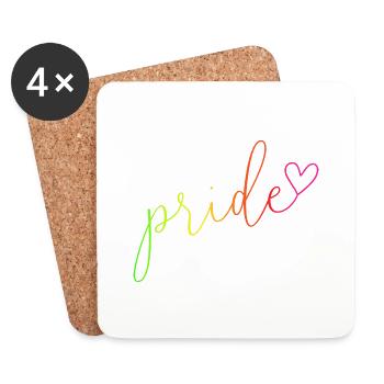 Pride Regenbogen Farben Schrift - Untersetzer (4er-Set) - Weiß - Vorne