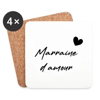 Marraine d amour - Dessous de verre (lot de 4) - blanc - Devant