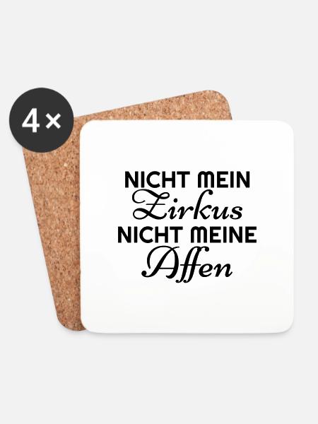 NICHT MEIN Zirkus NICHT MEINE Affen in schwarz - Untersetzer (4er-Set) - Weiß