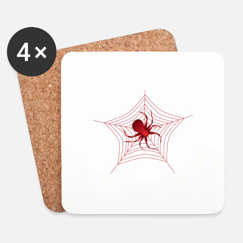 Spinne im Spinnennetz rote Spinne große Spinne - Untersetzer (4er-Set) - Weiß