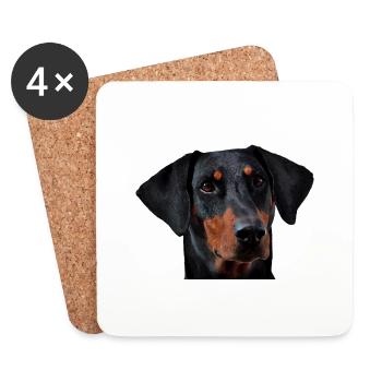 Dobermann - Untersetzer (4er-Set) - Weiß - Vorne