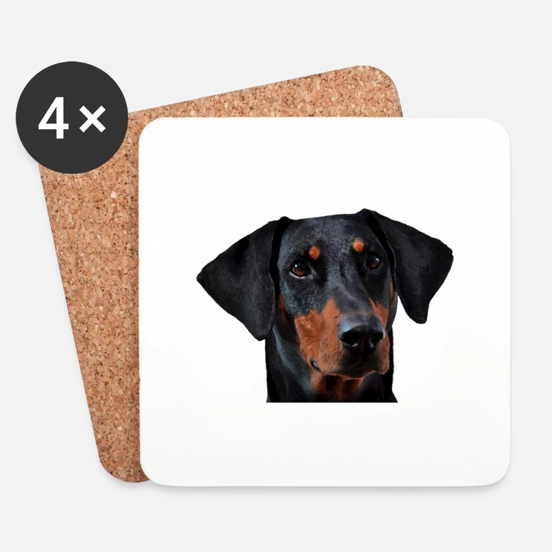 Dobermann - Untersetzer (4er-Set) - Weiß