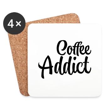 Accro au café - Dessous de verre (lot de 4) - blanc - Devant