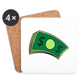 Piles d’argent de billets - Dessous de verre (lot de 4) - blanc - Devant