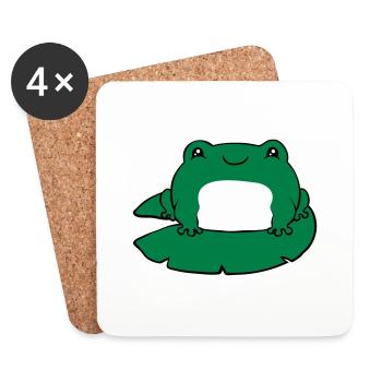 Frosch auf Seerose - Untersetzer (4er-Set) - Weiß - Vorne