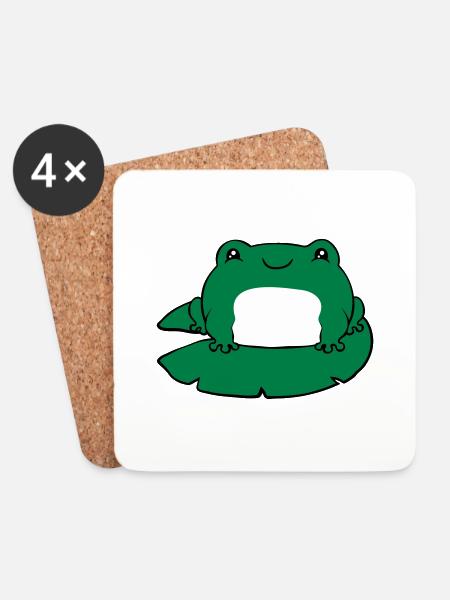 Frosch auf Seerose - Untersetzer (4er-Set) - Weiß