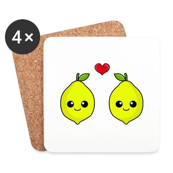 Lemon Couple Love Comic - Coasters (set of 4) - white - Front