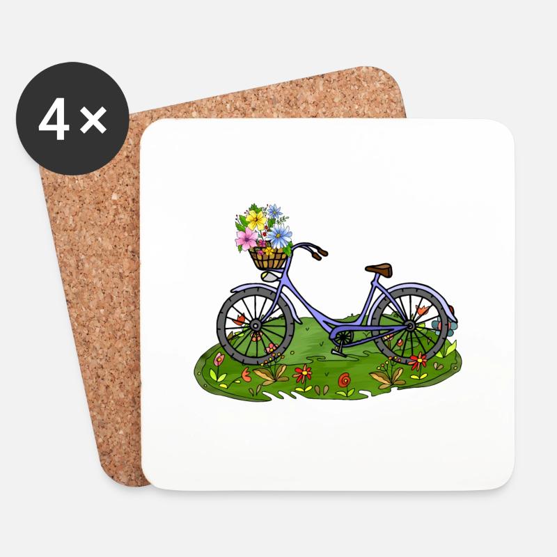 Fahrrad - Untersetzer (4er-Set) - Weiß