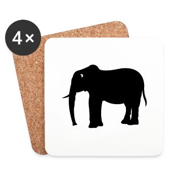 Elefant - Untersetzer (4er-Set) - Weiß - Vorne