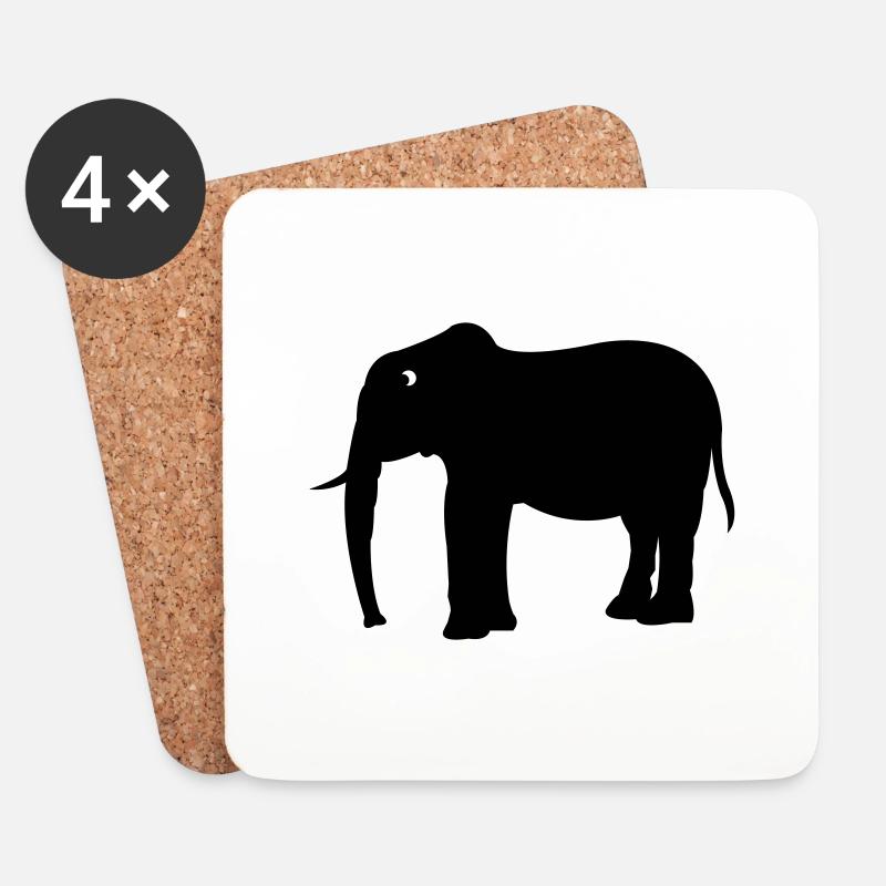 Elefant - Untersetzer (4er-Set) - Weiß