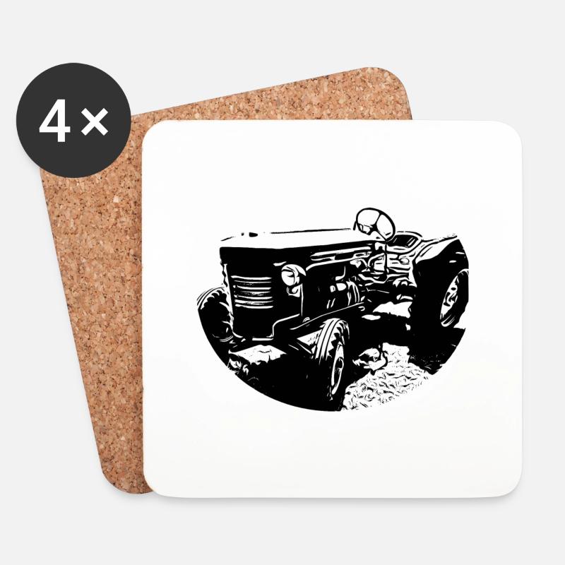 Tractor - Coasters (set of 4) - white