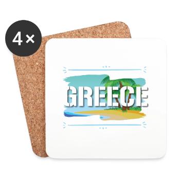 Grèce - Dessous de verre (lot de 4) - blanc - Devant