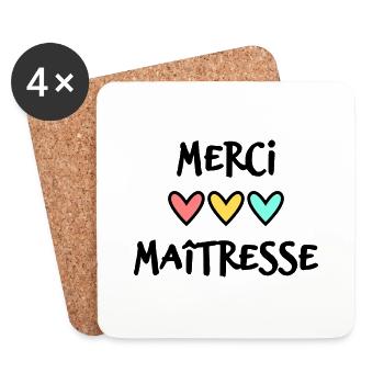 MERCI. MERCI MAÎTRESSE. CADEAU MAÎTRESSE. VACANCES - Dessous de verre (lot de 4) - blanc - Devant
