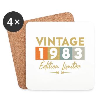 Vintage 1983 Édition Limitée - Dessous de verre (lot de 4) - blanc - Devant