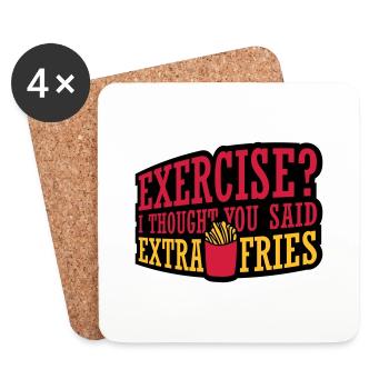 Exercise Extra Fries Zitat - Untersetzer (4er-Set) - Weiß - Vorne