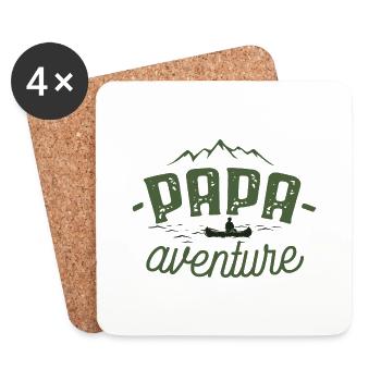 Papa aventure - Dessous de verre (lot de 4) - blanc - Devant