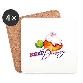 lapin, keep dreaming - Dessous de verre (lot de 4) - blanc - Devant