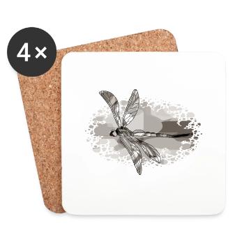 Libellule - Dessous de verre (lot de 4) - blanc - Devant