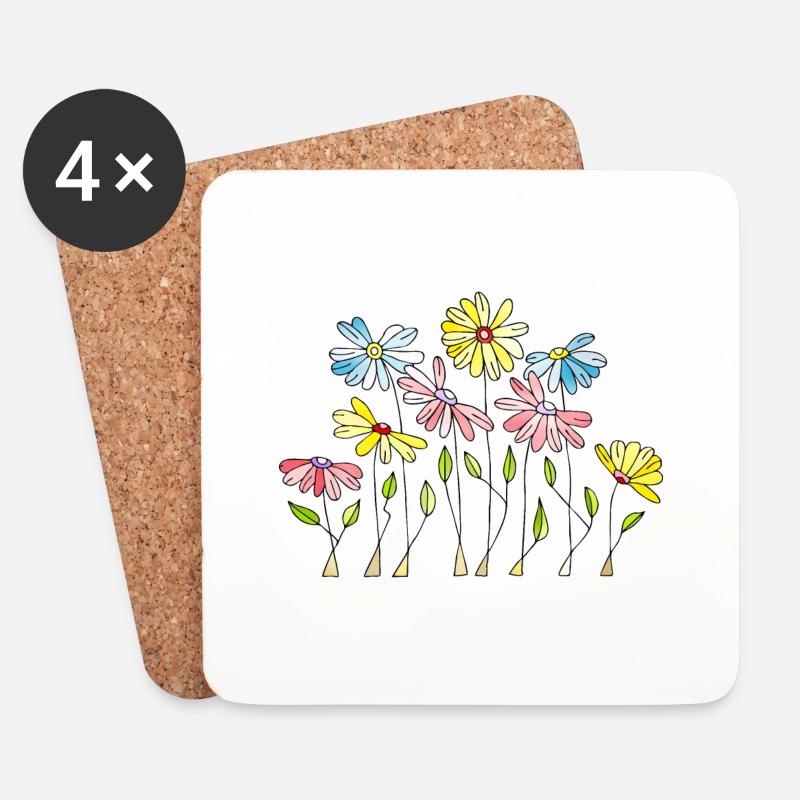 Blumen - Untersetzer (4er-Set) - Weiß