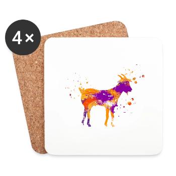 Color blobs retro vintage goat - Coasters (set of 4) - white - Front