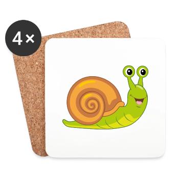 Funny smiling snail - Coasters (set of 4) - white - Front
