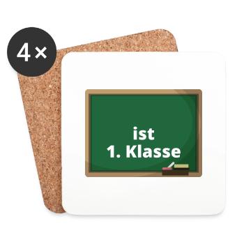 Schulanfänger Shirt mit Namen Erste Klasse Schule - Untersetzer (4er-Set) - Weiß - Vorne