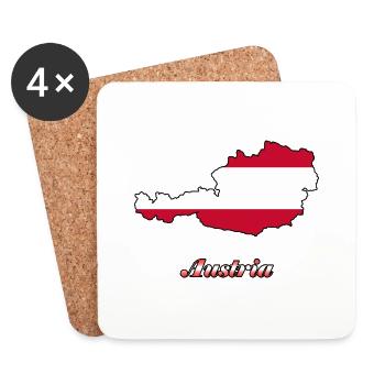Österreich mit Schriftzug "Austria" - Untersetzer (4er-Set) - Weiß - Vorne