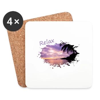 relax chill out Palmen palms sundown - Untersetzer (4er-Set) - Weiß - Vorne