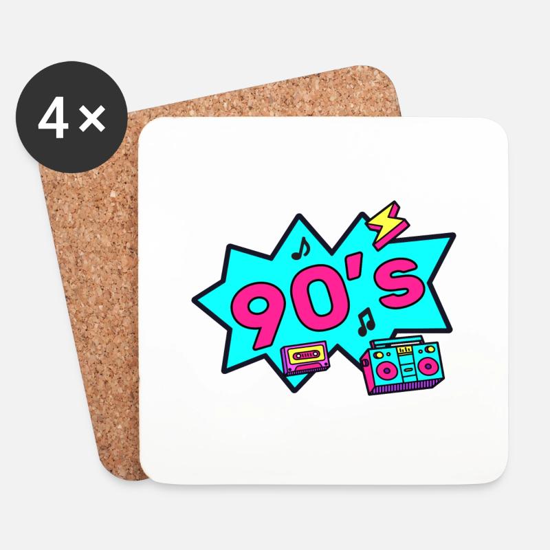 90er Jahre 90´s nineties ninety neunziger - Untersetzer (4er-Set) - Weiß
