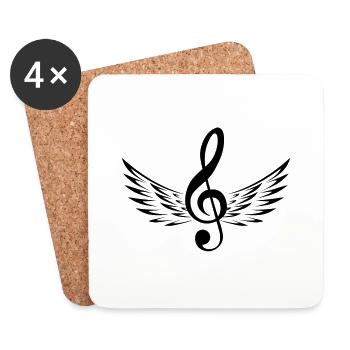 Clef avec des ailes - Dessous de verre (lot de 4) - blanc - Devant