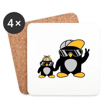2 famille de pingouins cool - Dessous de verre (lot de 4) - blanc - Devant